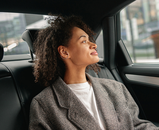 Woman staring inside in the car window